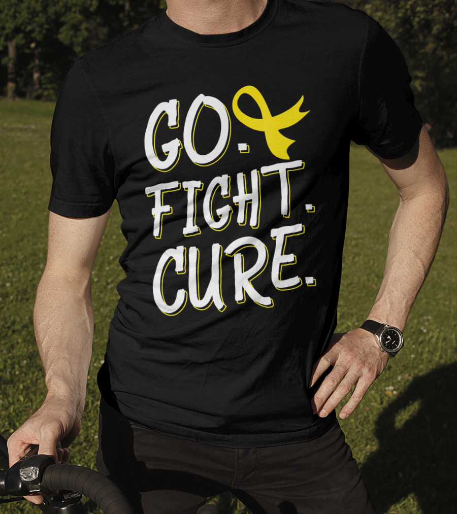 Go Fight Cure Childhood Cancer Gold Ribbon Awareness T-Shirt