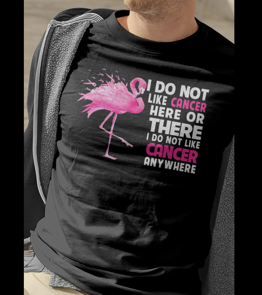 I Do Not Like Cancer Anywhere Pink Flamingo Breast Cancer Awareness T-Shirt