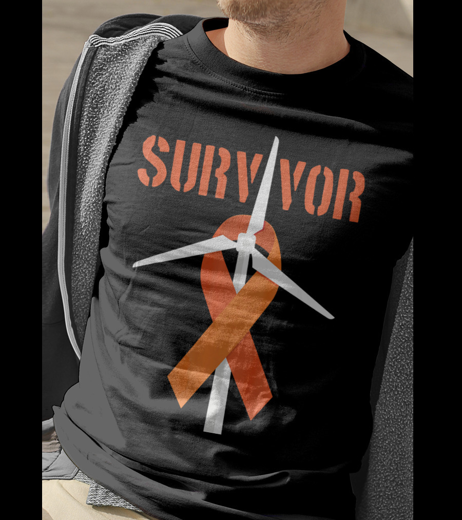 Survivor Windmill Orange Ribbon Cancer Awareness T-Shirt