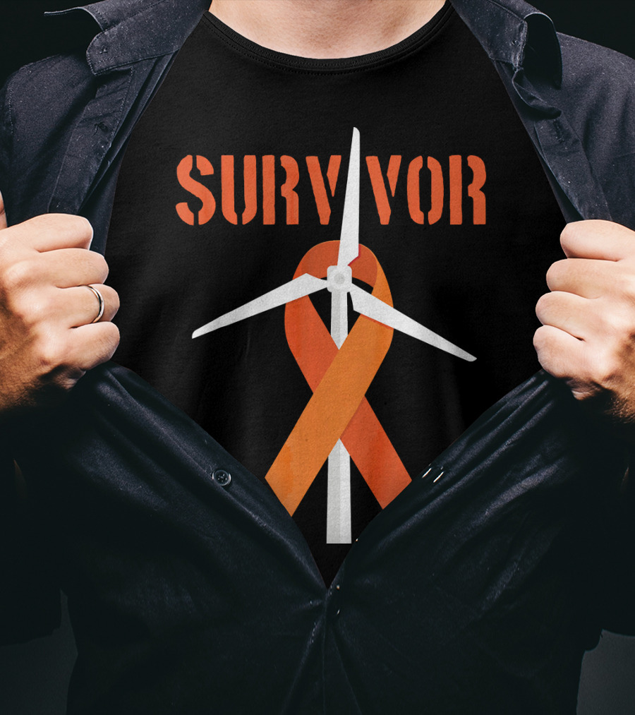 Survivor Windmill Orange Ribbon Cancer Awareness T-Shirt