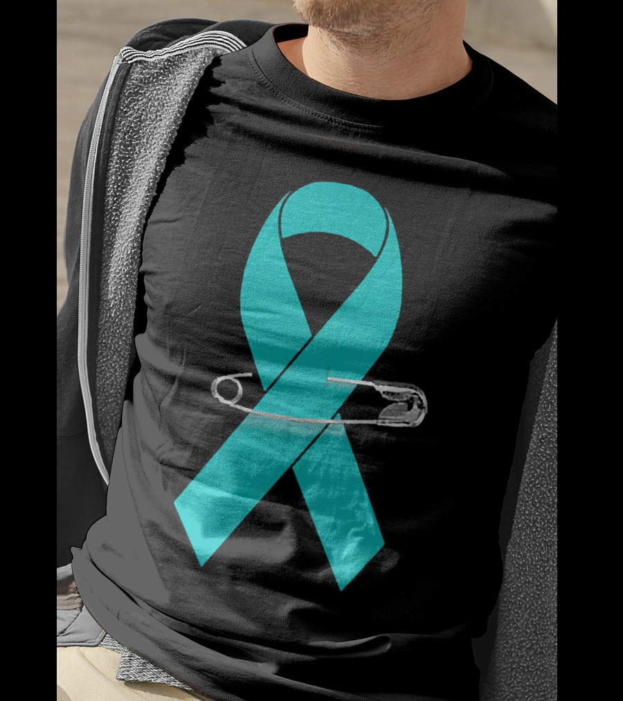 Ovarian Cancer Awareness Walk Support Ribbon With Safety Pin T-Shirt