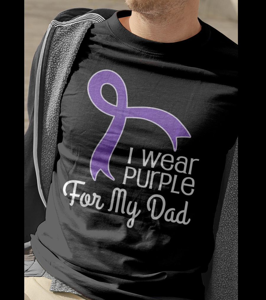 I Wear Purple Ribbon For My Dad Alzheimer's Lupus Pancrea T-Shirt