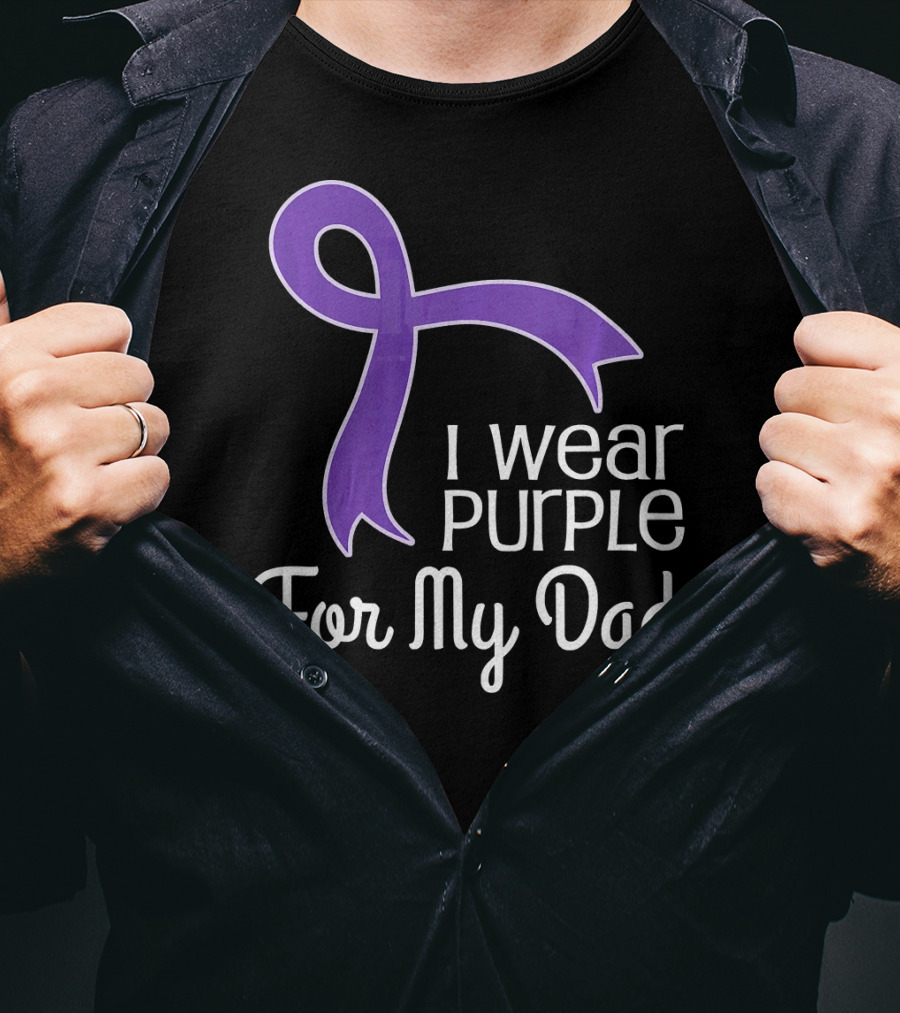I Wear Purple Ribbon For My Dad Alzheimer's Lupus Pancrea T-Shirt