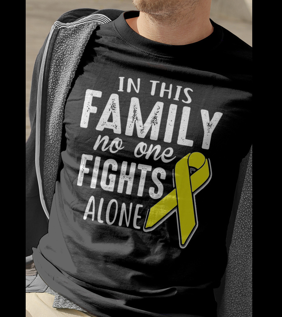 In This Family No One Fights Alone Yellow Ribbon Sarco T-Shirt
