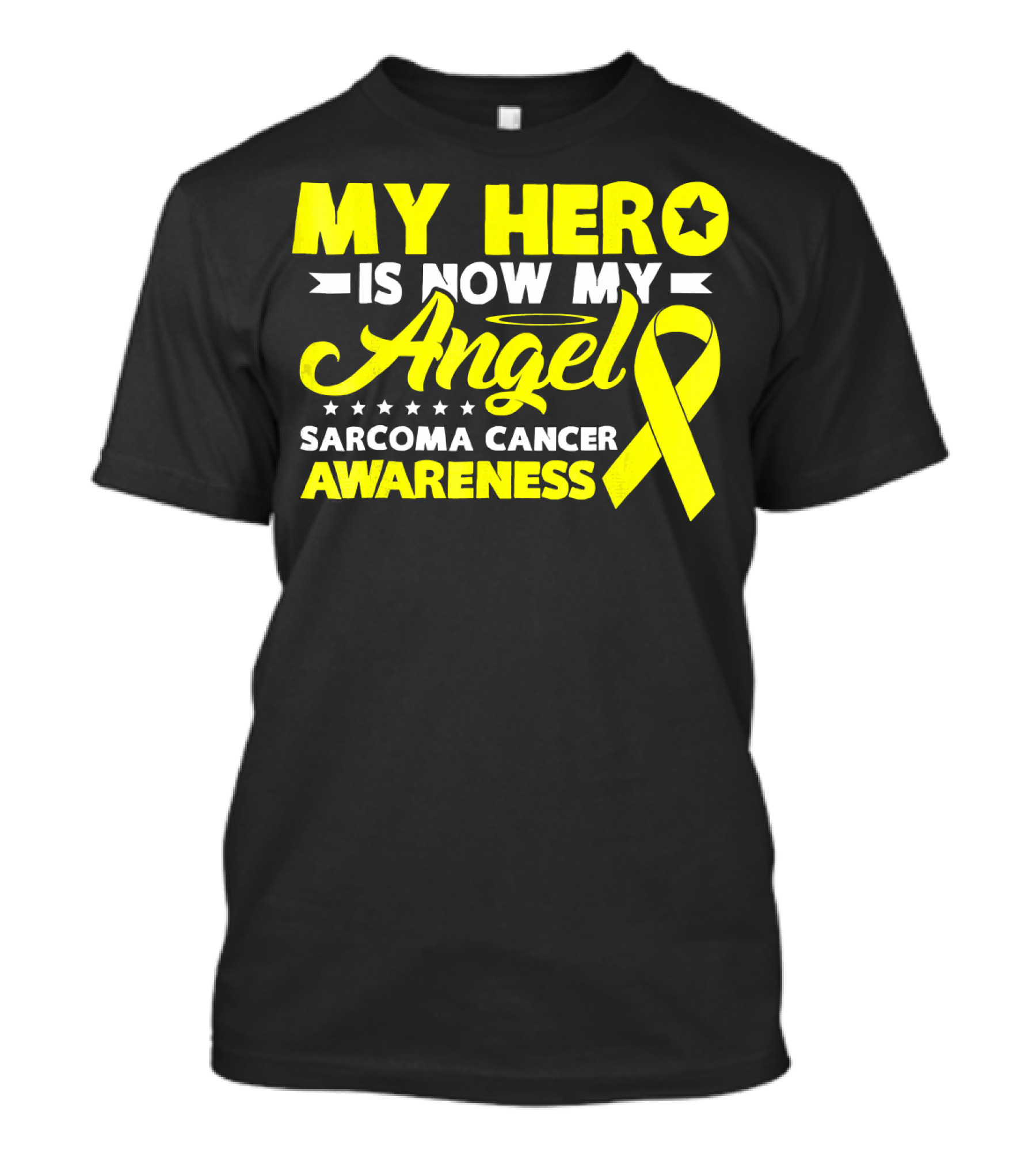 My Hero Is Now My Angel Sarcoma Cancer Awareness Yellow T-Shirt