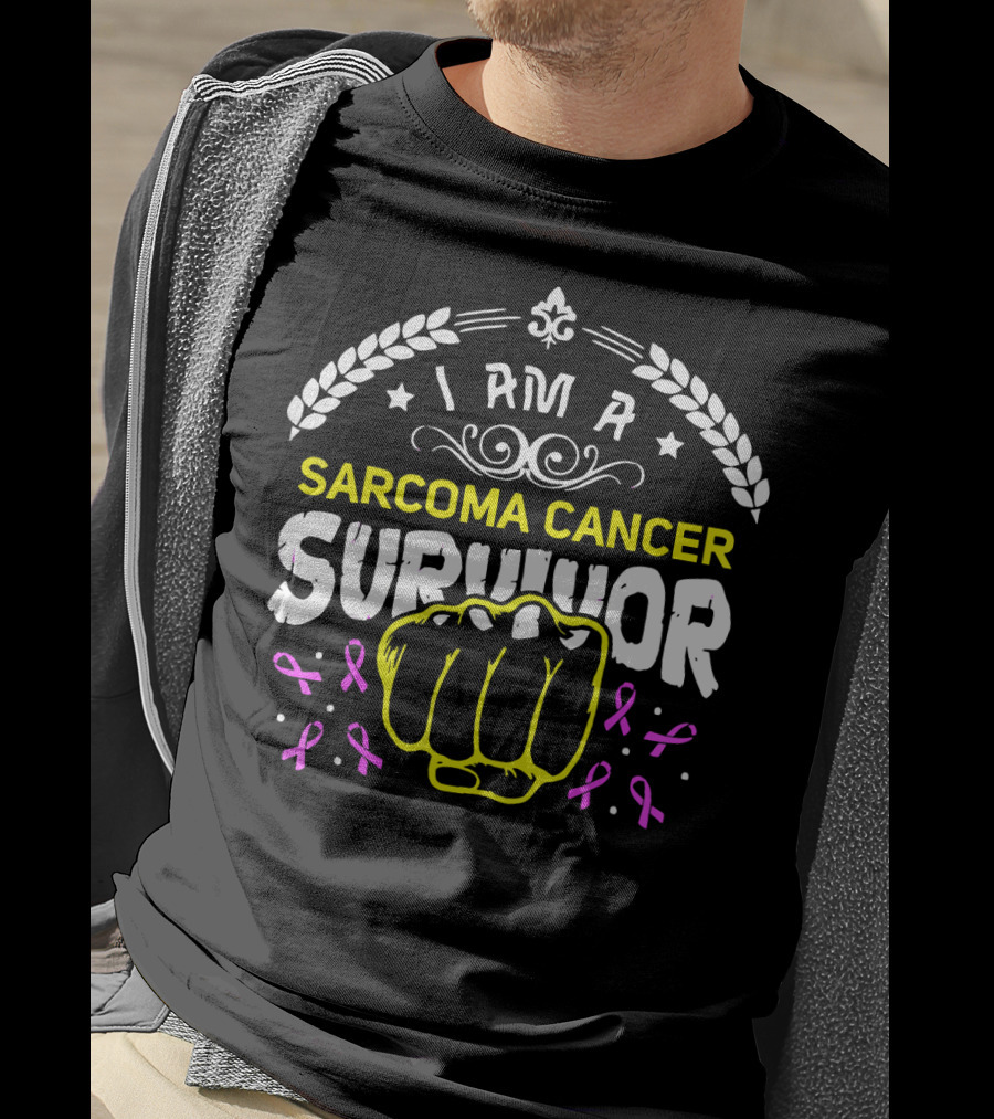 I Am A Sarcoma Cancer Survivor Fighting Spirit With Pink Ribbons T-Shirt