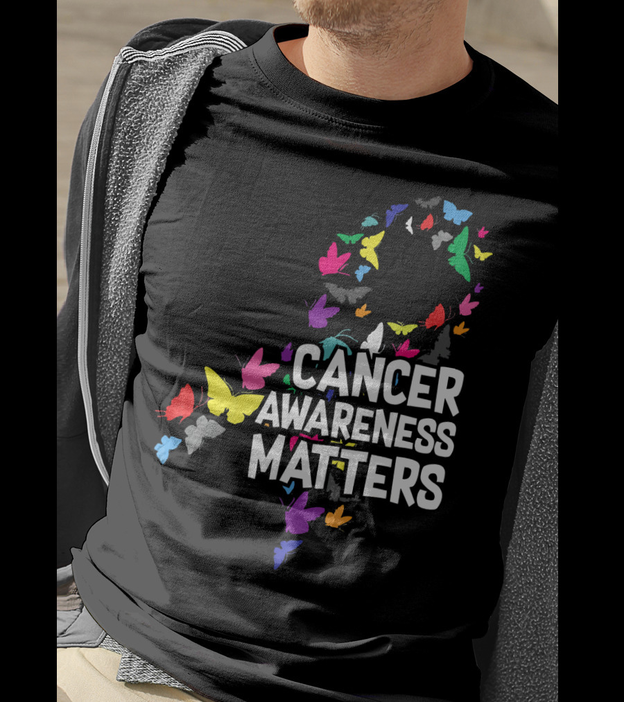 Cancer Awareness Matters Butterfly Ribbon T-Shirt