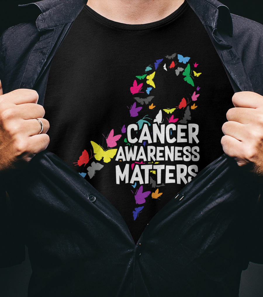 Cancer Awareness Matters Butterfly Ribbon T-Shirt