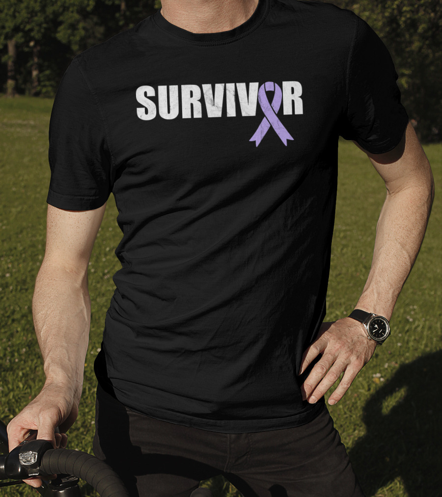 Survivor Purple Ribbon Cancer Awareness T-Shirt