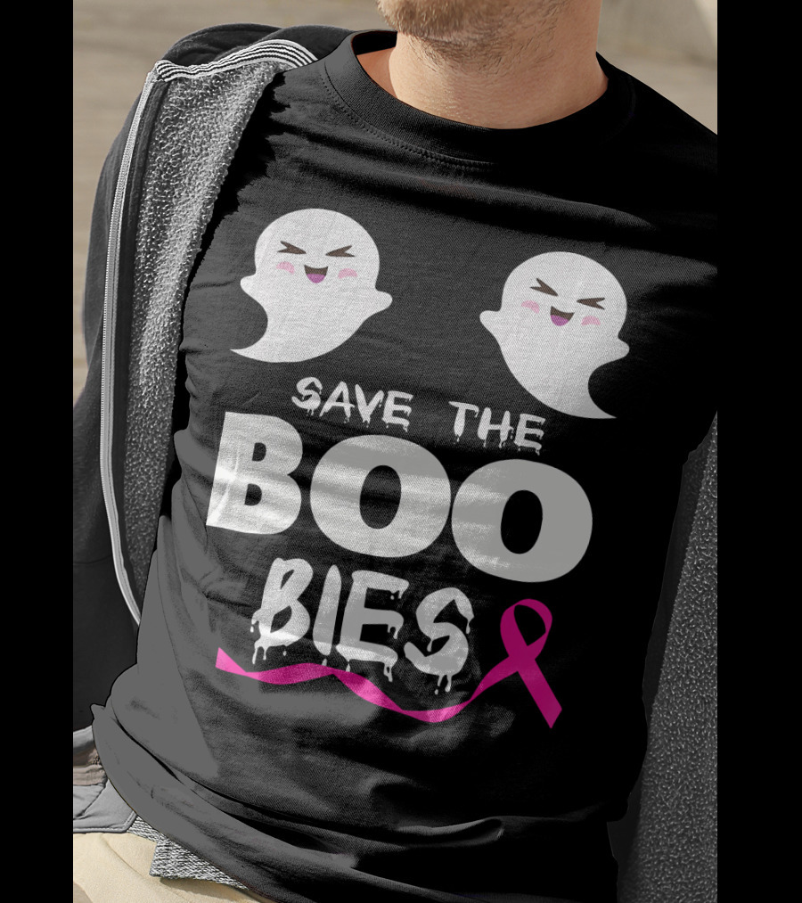 Save The BOO Bies Ghosts Pink Ribbon Breast Cancer Support T-Shirt
