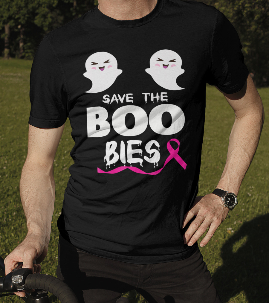 Save The BOO Bies Ghosts Pink Ribbon Breast Cancer Support T-Shirt