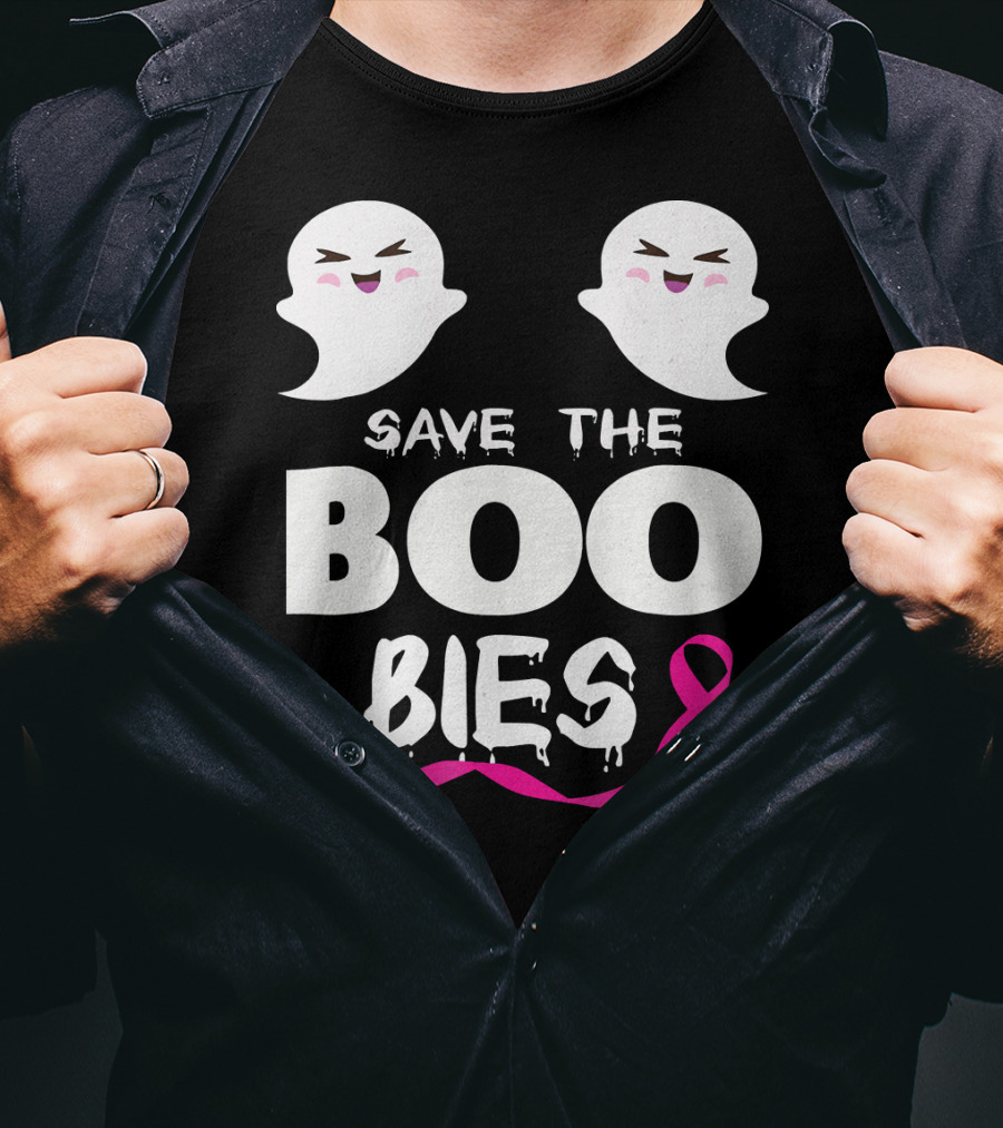 Save The BOO Bies Ghosts Pink Ribbon Breast Cancer Support T-Shirt