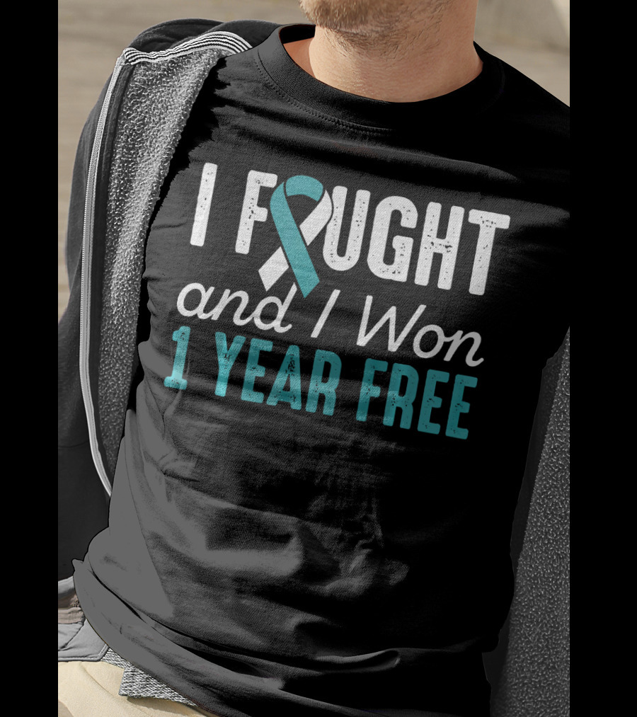 I Fought And I Won 1 Year Free Cervical Cancerversary T-Shirt