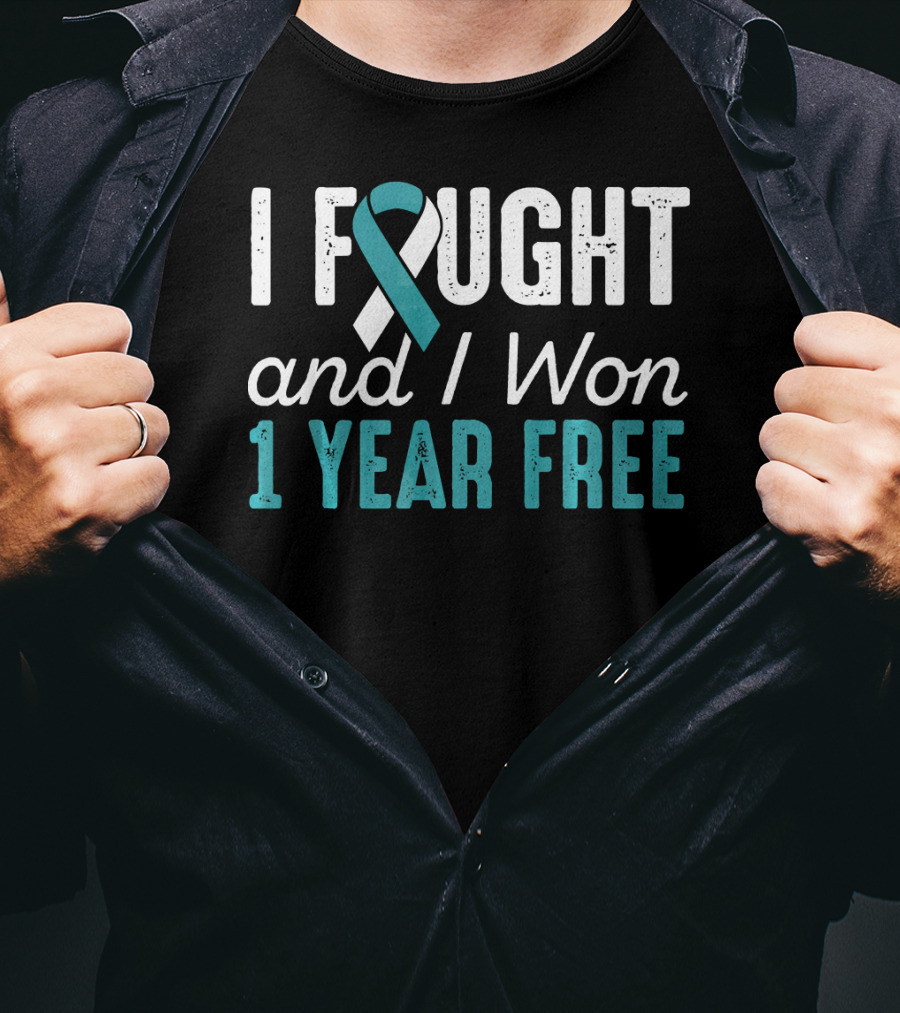 I Fought And I Won 1 Year Free Cervical Cancerversary T-Shirt