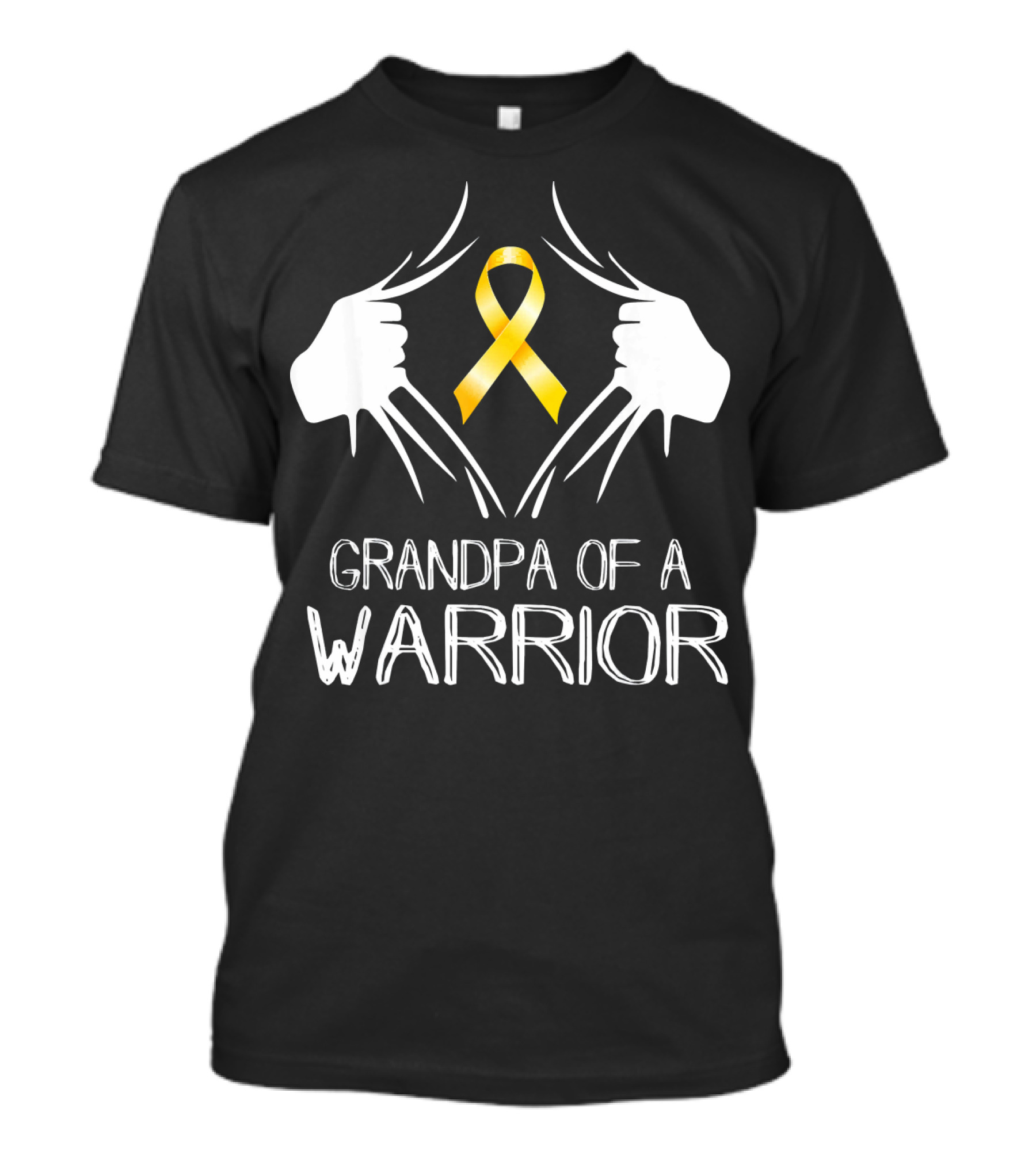 Grandpa Of A Warrior Childhood Cancer Gold T-Shirt
