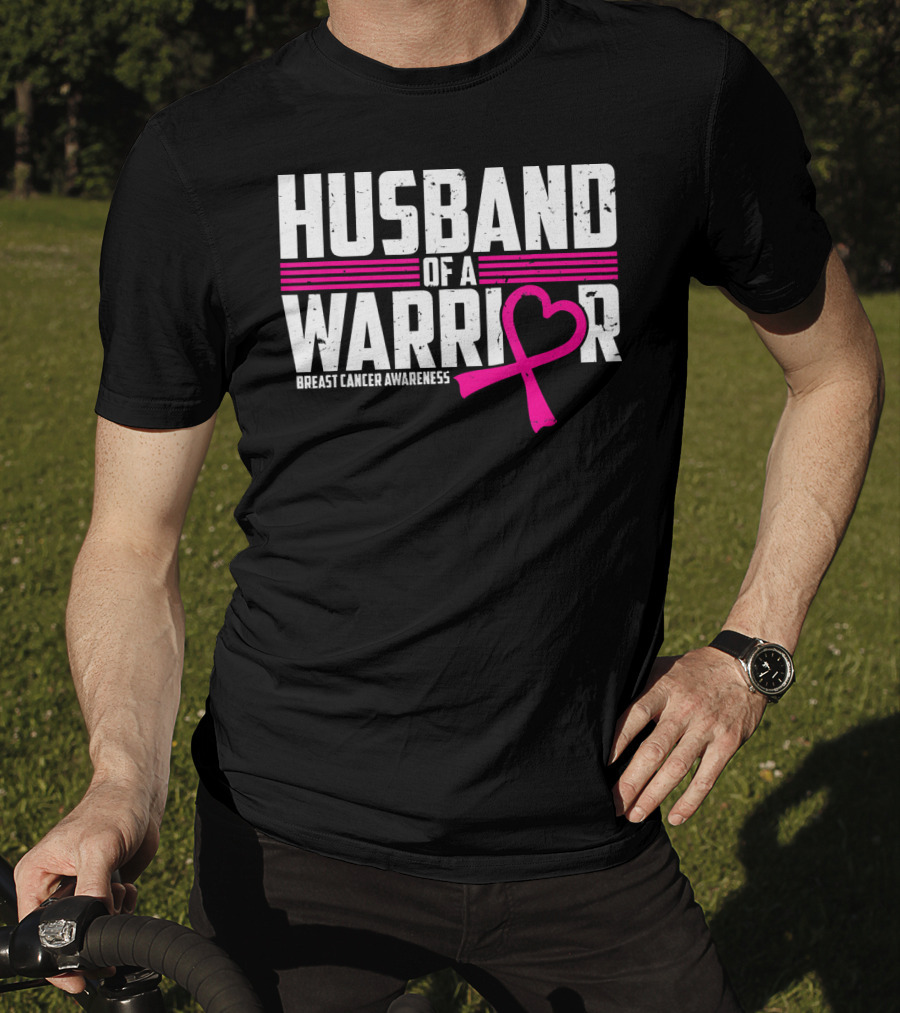 Husband Of A Warrior Breast Cancer Awareness T-Shirt