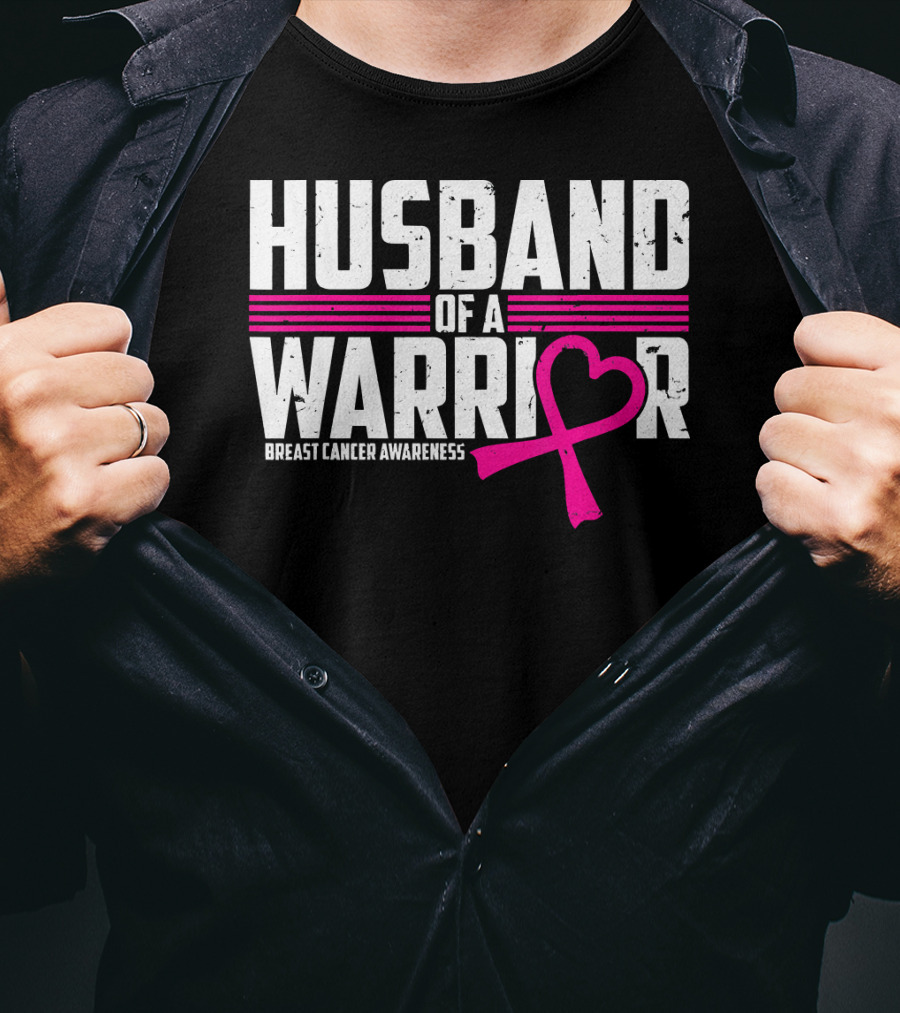 Husband Of A Warrior Breast Cancer Awareness T-Shirt