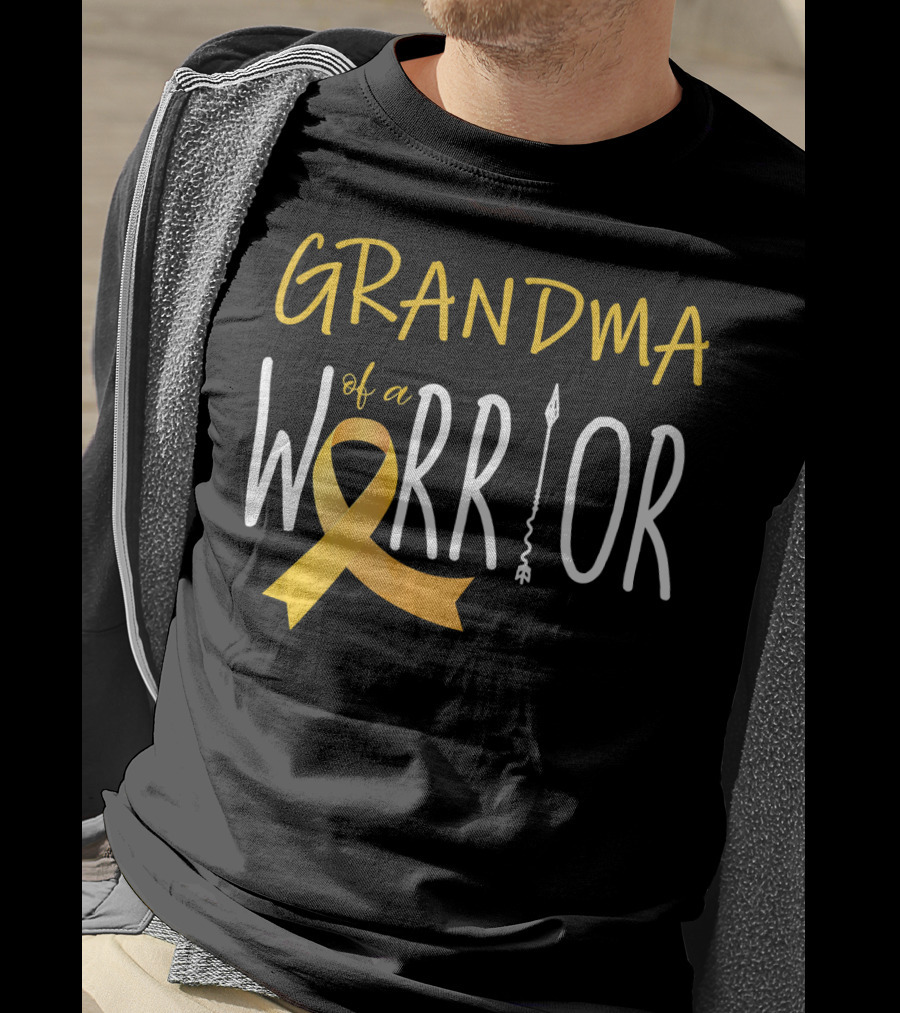 Grandma Of A Warrior Childhood Cancer Awareness T-Shirt