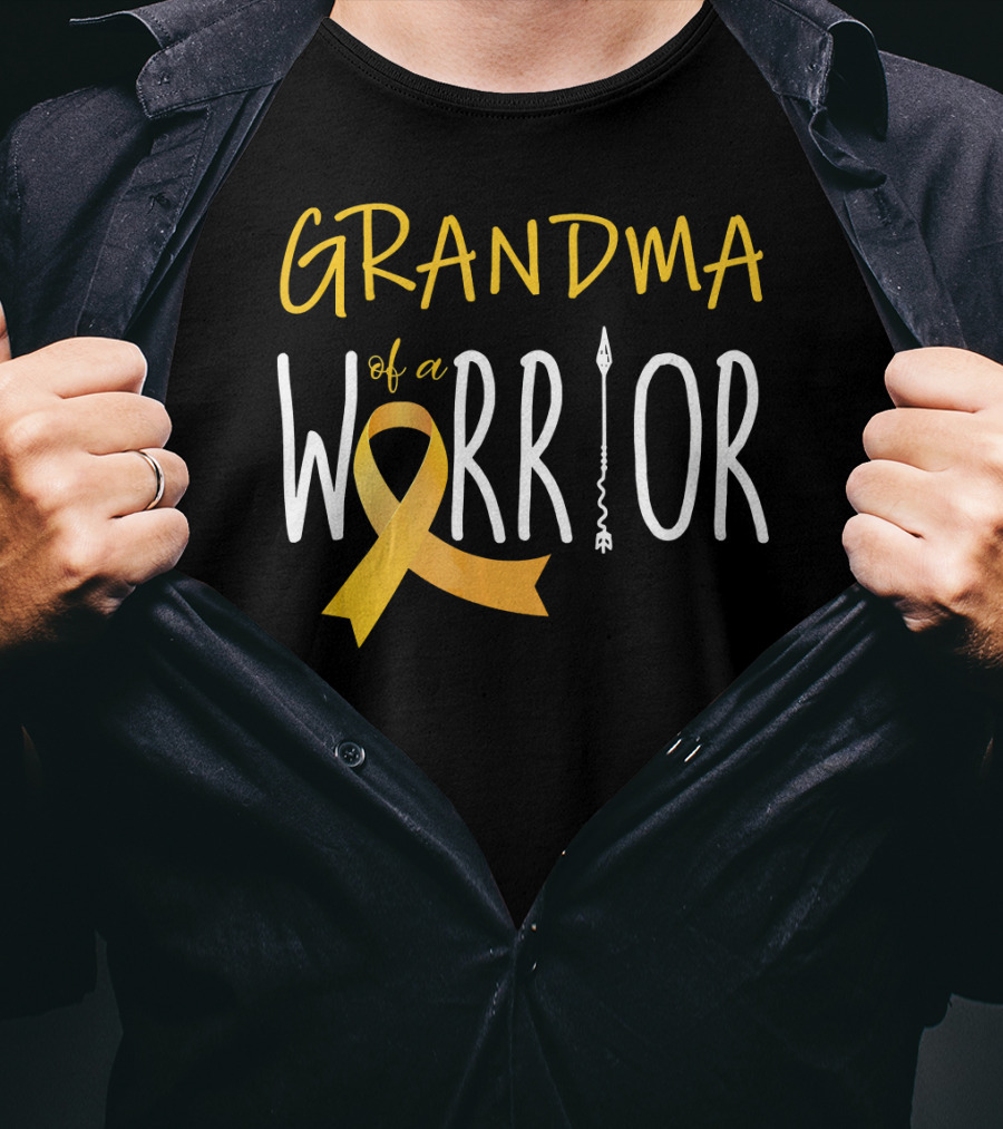 Grandma Of A Warrior Childhood Cancer Awareness T-Shirt