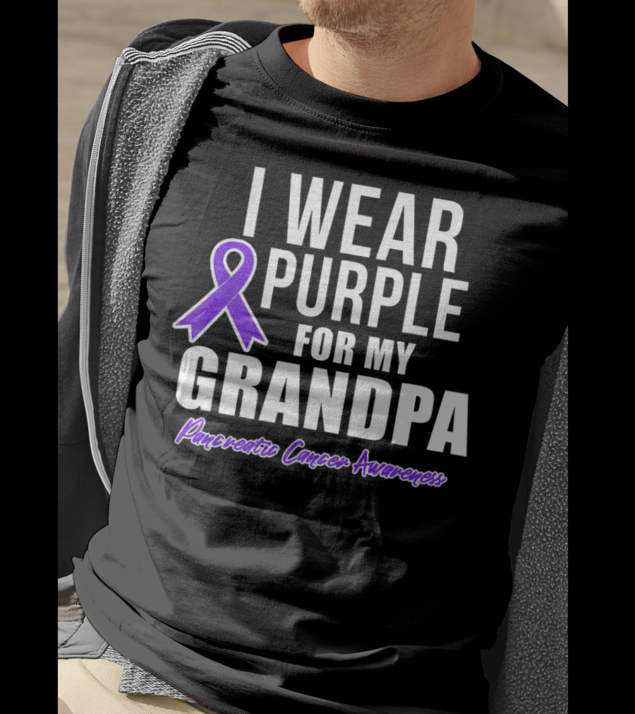 I Wear Purple For My Grandpa Pancreatic Cancer Awareness T-Shirt