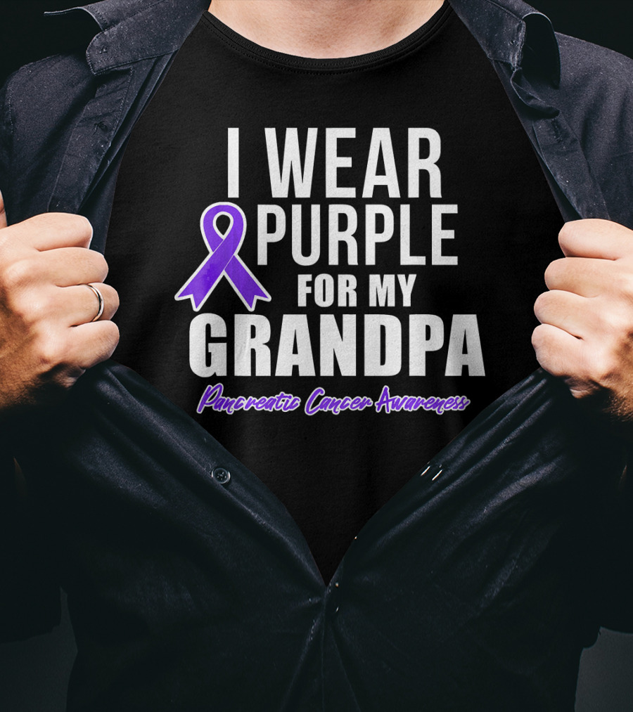 I Wear Purple For My Grandpa Pancreatic Cancer Awareness T-Shirt