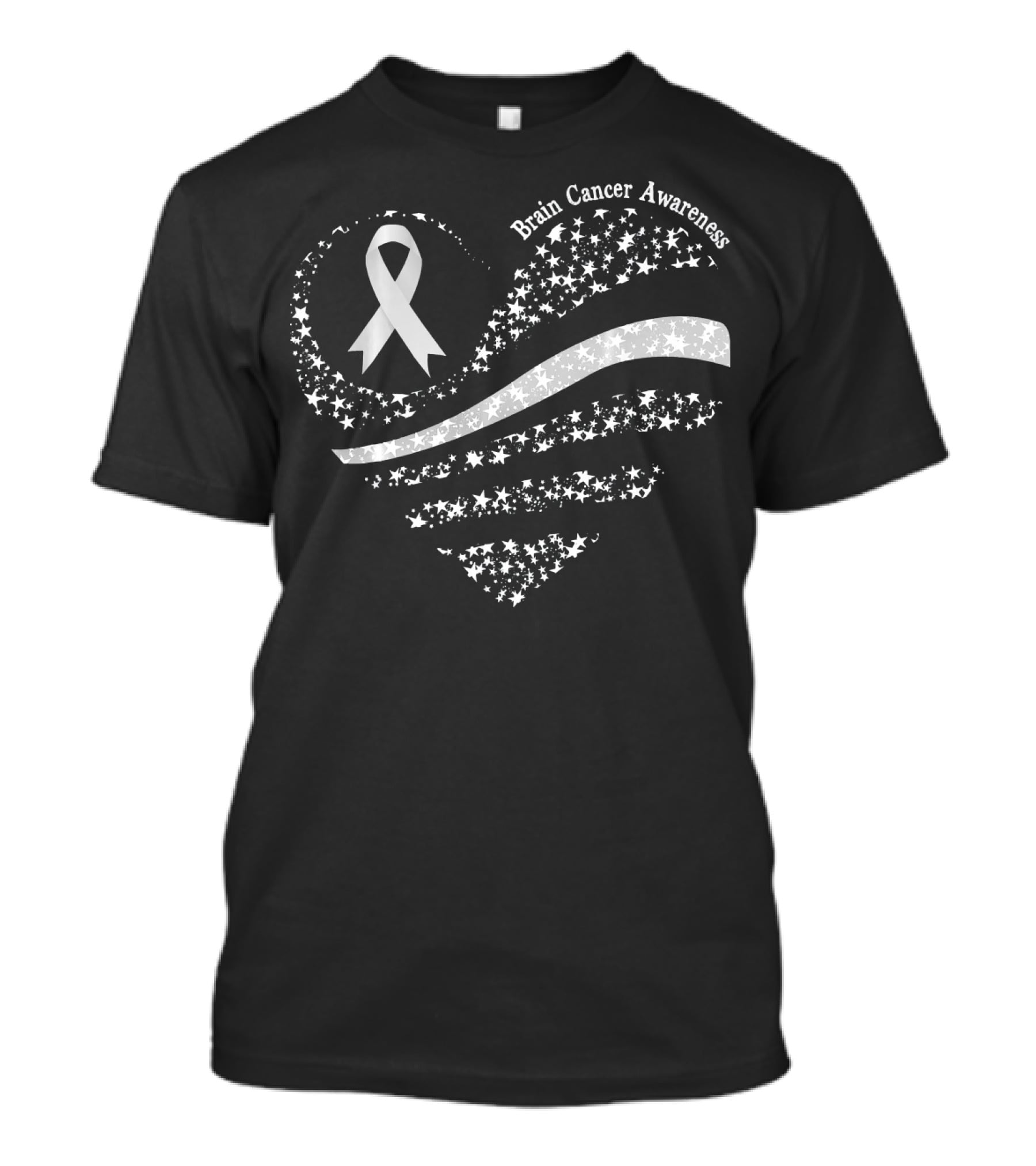 Brain Cancer Awareness Heart Gray Ribbon American Flag T-Shirt