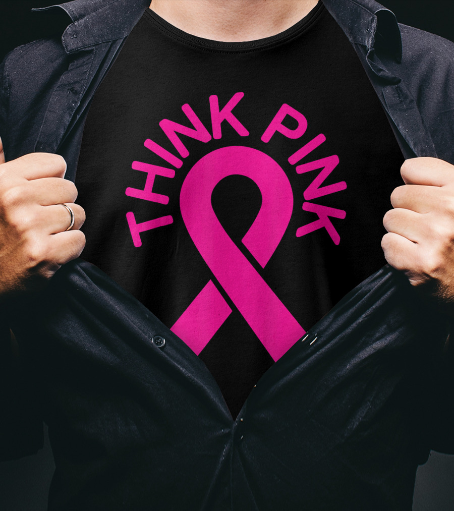 Pink Ribbon Think Pink Breast Cancer Fighters Survi T-Shirt