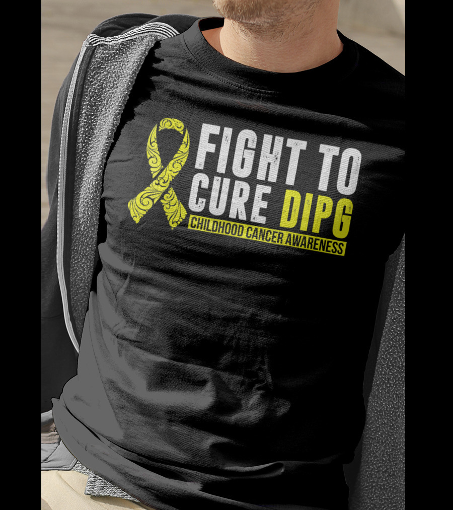 Fight To Cure DIPG Childhood Cancer Awareness Yellow T-Shirt