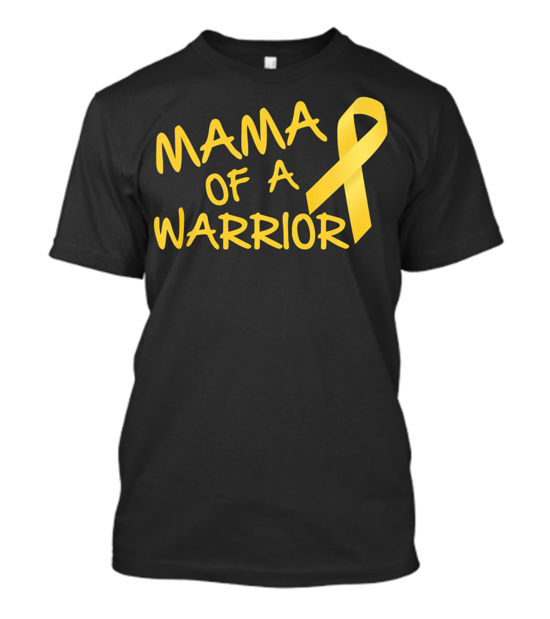 Mama Of A Warrior Yellow Ribbon Childhood Cancer Awareness T-Shirt