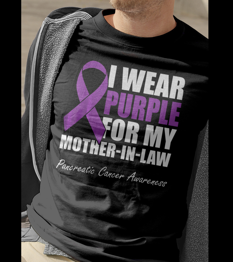 I Wear Purple For My Mother-In-Law Pancreatic Cancer Awareness T-Shirt