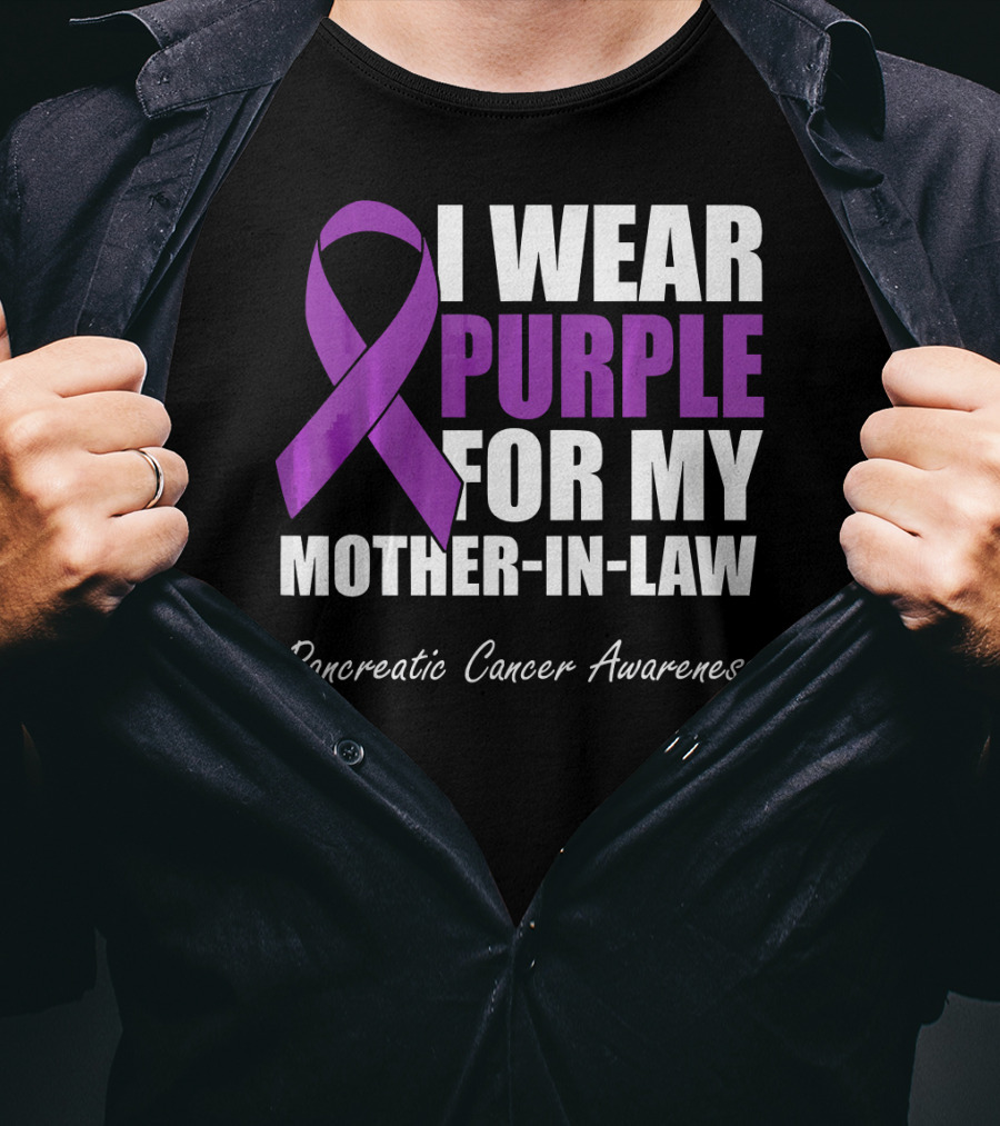 I Wear Purple For My Mother-In-Law Pancreatic Cancer Awareness T-Shirt