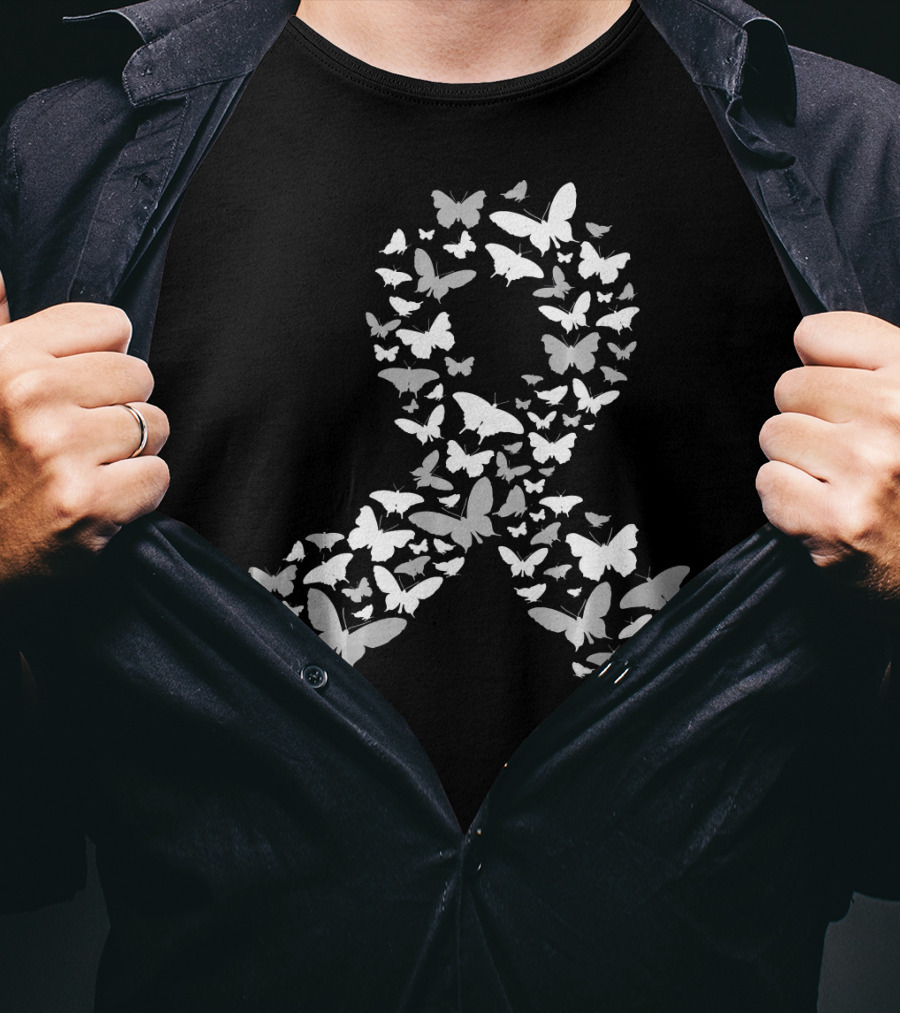 Brain Cancer Awareness Butterfly Ribbon T-Shirt