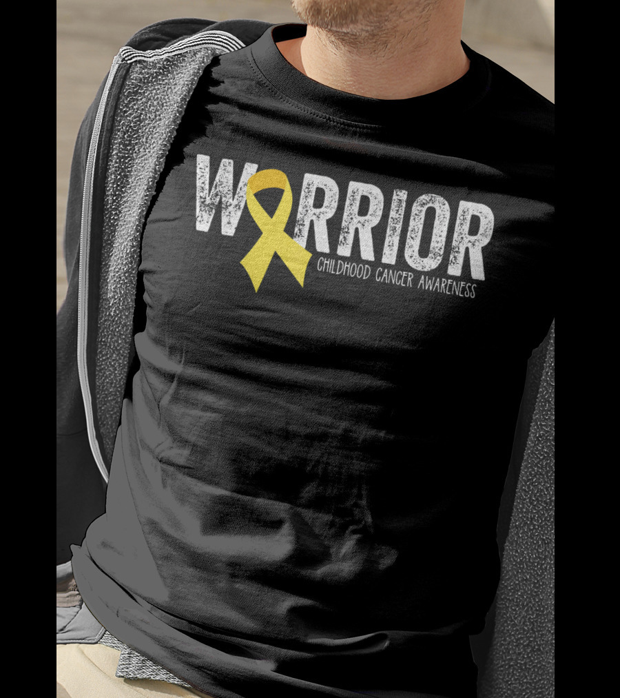 Warrior Yellow Ribbon Childhood Cancer Awareness T-Shirt