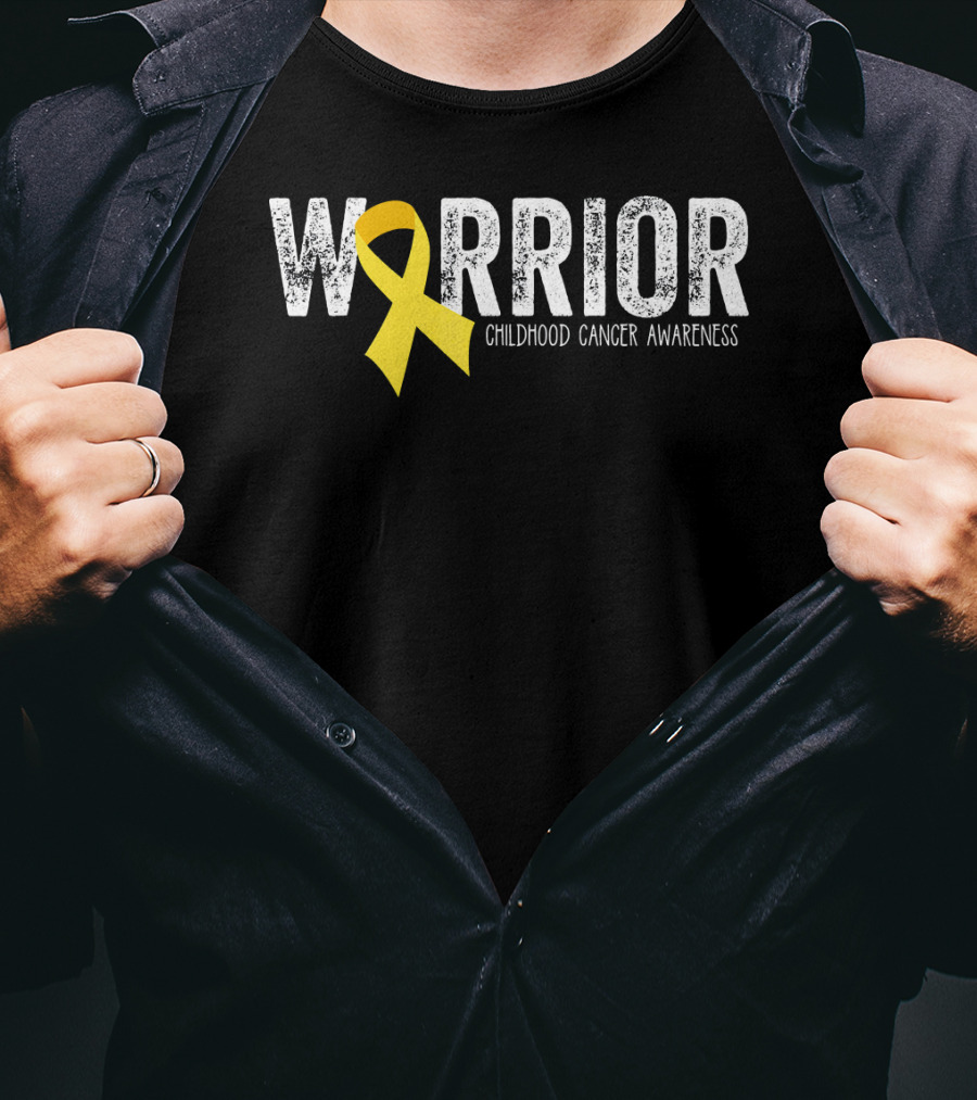 Warrior Yellow Ribbon Childhood Cancer Awareness T-Shirt