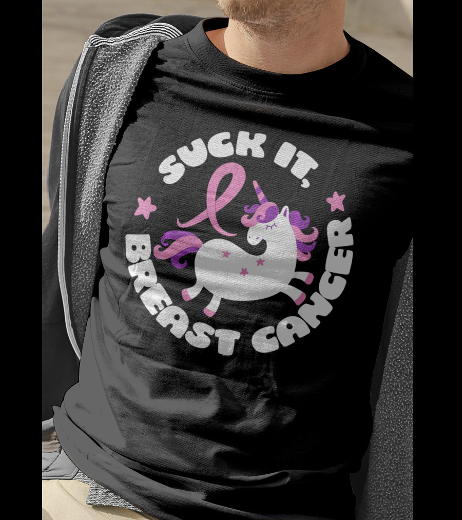 Suck It Breast Cancer Unicorn Pink T-Shirt