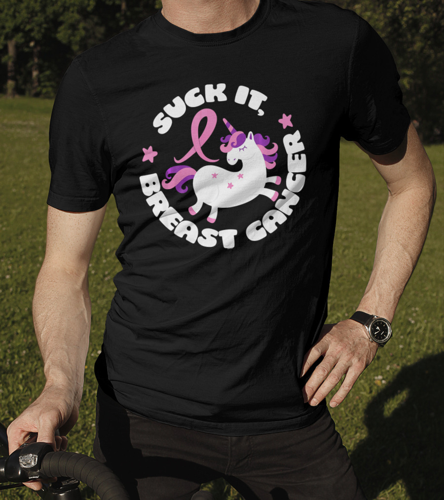 Suck It Breast Cancer Unicorn Pink T-Shirt