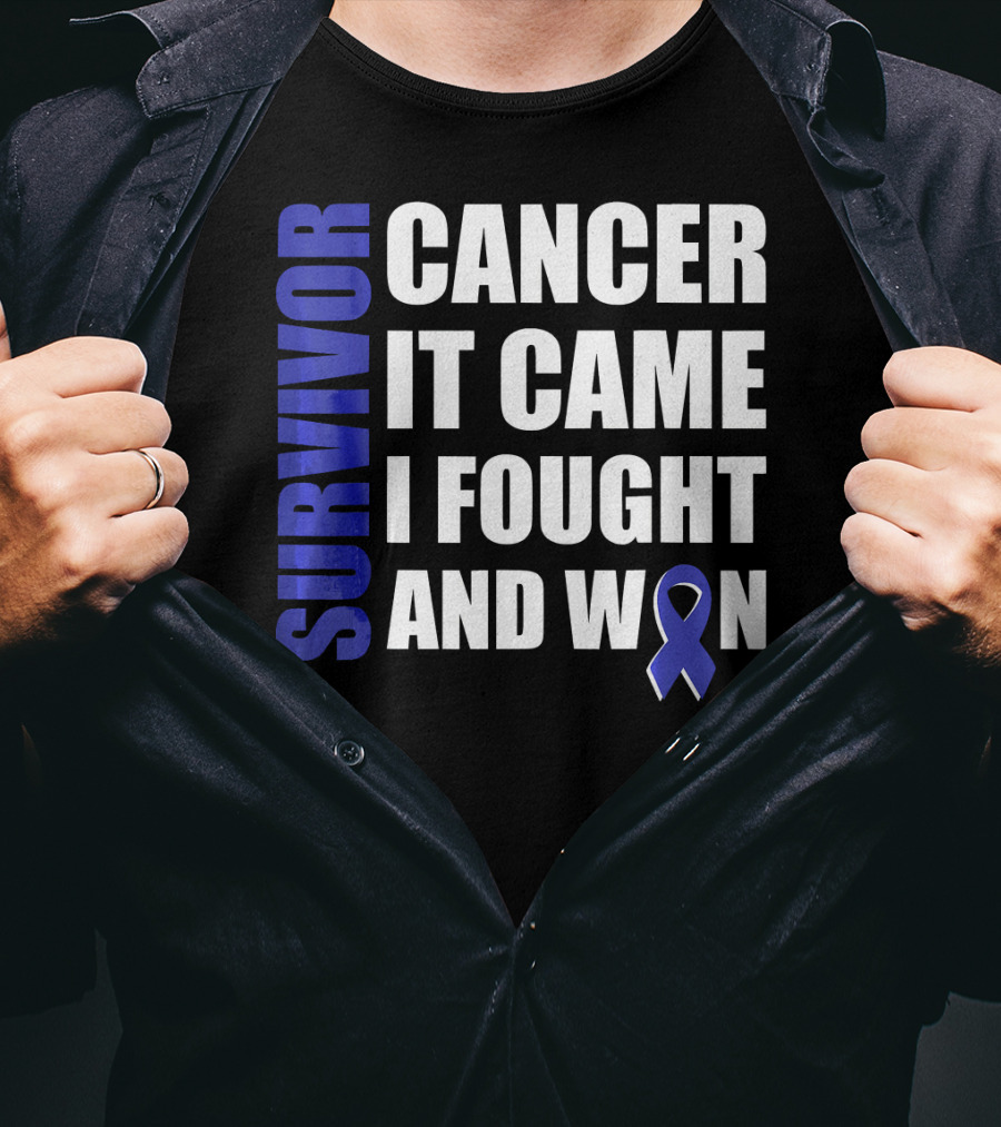Survivor Cancer It Came I Fought And Won Blue T-Shirt