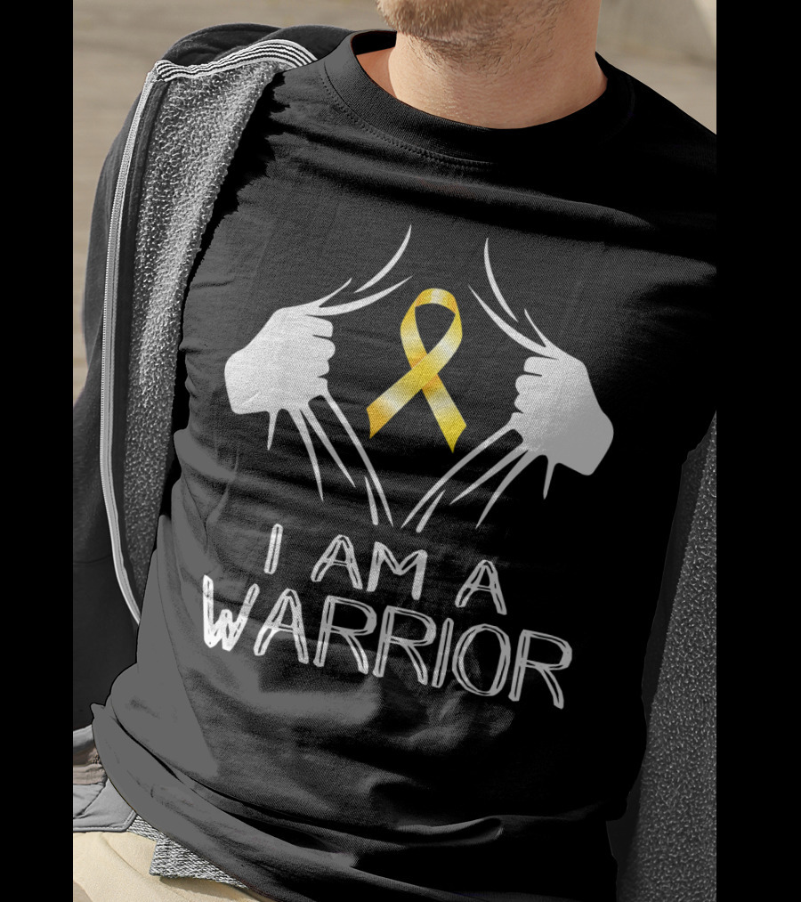 I Am A Warrior Childhood Cancer Awareness Yellow T-Shirt