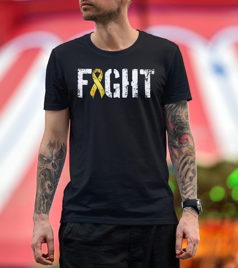 Fight Childhood Cancer Yellow Ribbon Military Style Go T-Shirt