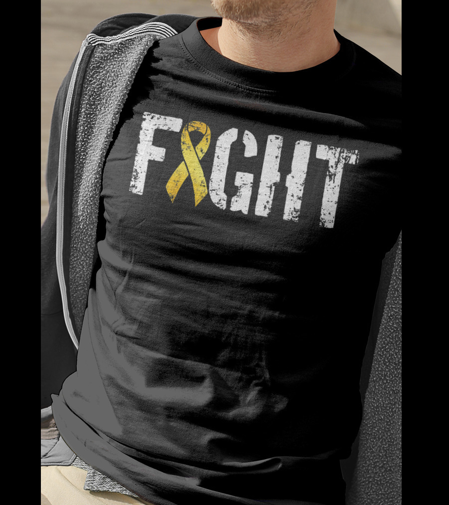 Fight Childhood Cancer Yellow Ribbon Military Style Go T-Shirt