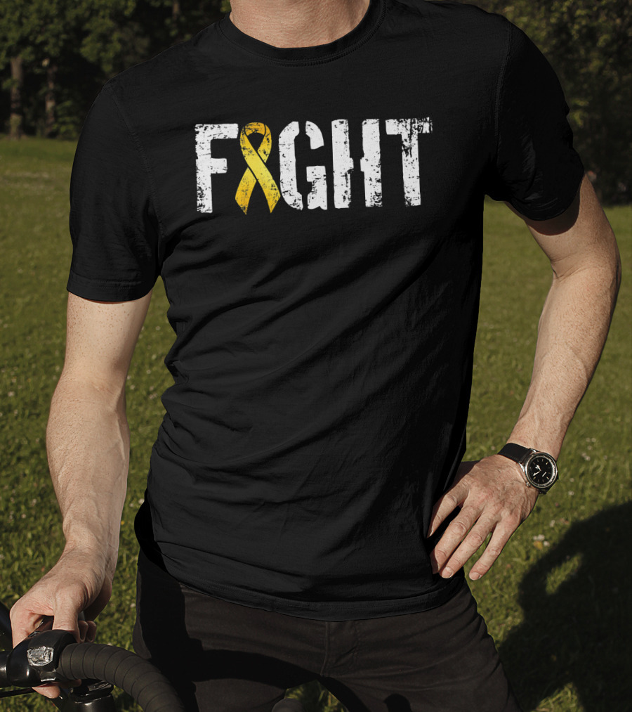 Fight Childhood Cancer Yellow Ribbon Military Style Go T-Shirt