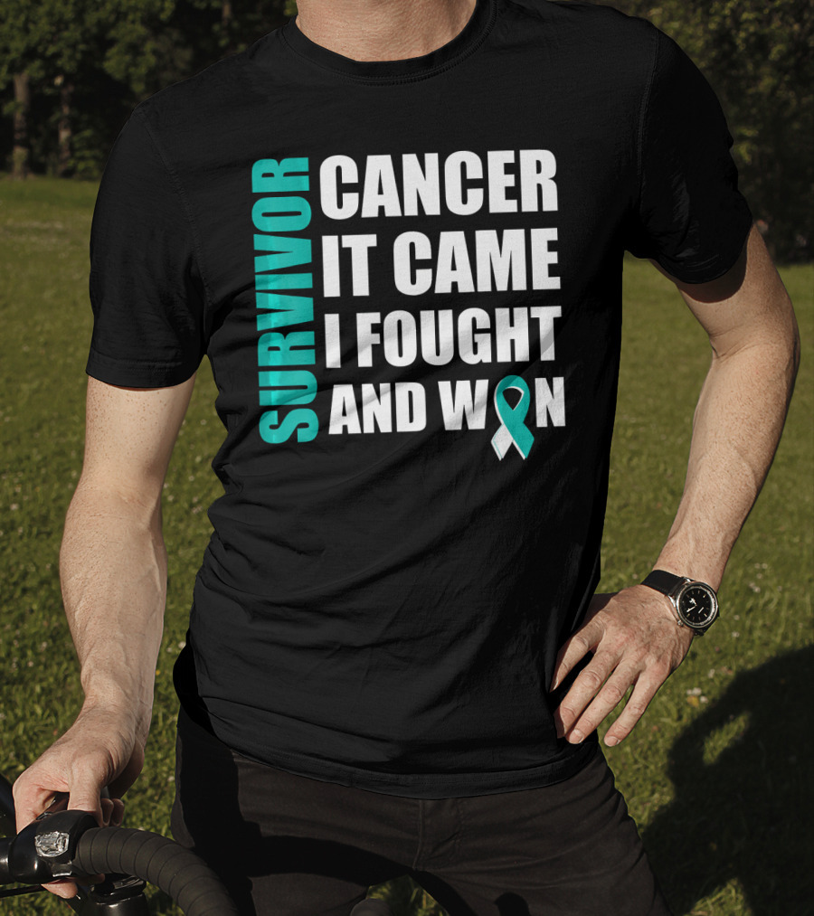 Survivor Cancer It Came I Fought And Won Cervical Cancer Awareness Fight Cancer T-Shirt