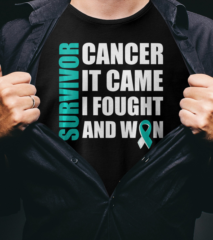 Survivor Cancer It Came I Fought And Won Cervical Cancer Awareness Fight Cancer T-Shirt