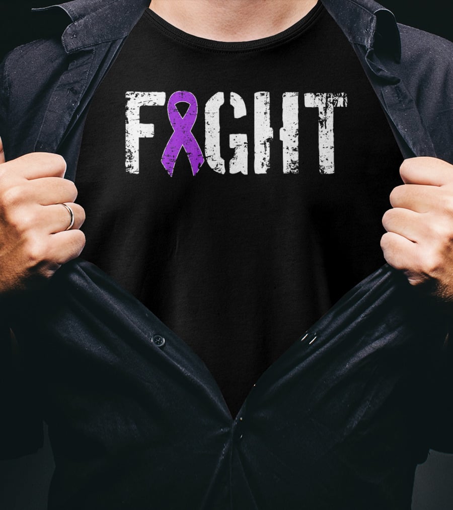 FIGHT Pancreatic Cancer Military Style Purple Ribbon Awareness T-Shirt