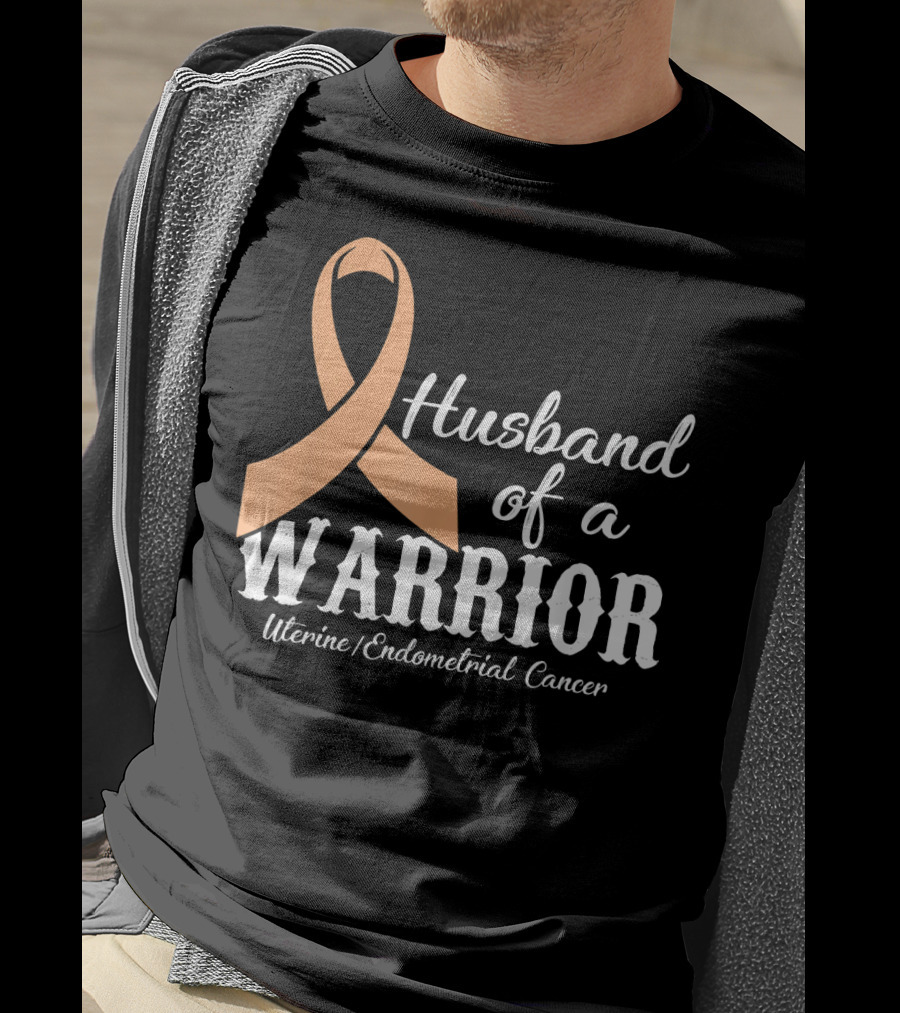 Husband Of A Warrior Uterine Endometrial Cancer T-Shirt