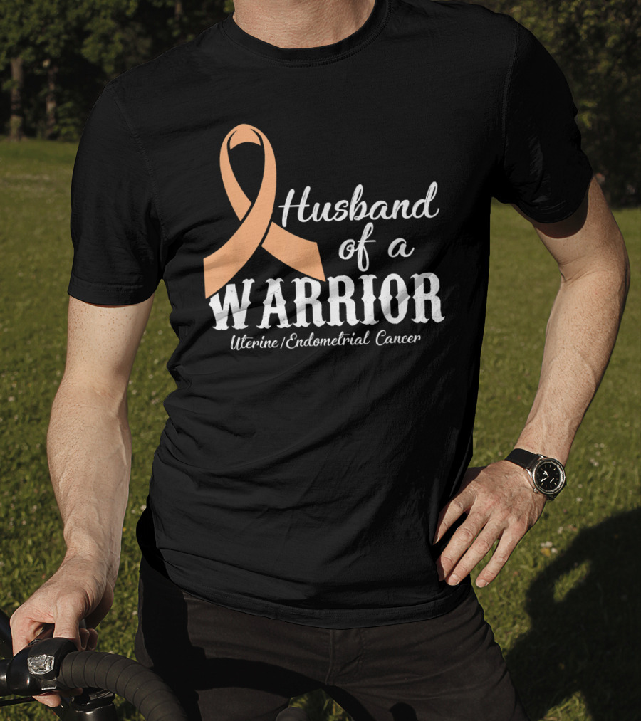 Husband Of A Warrior Uterine Endometrial Cancer T-Shirt