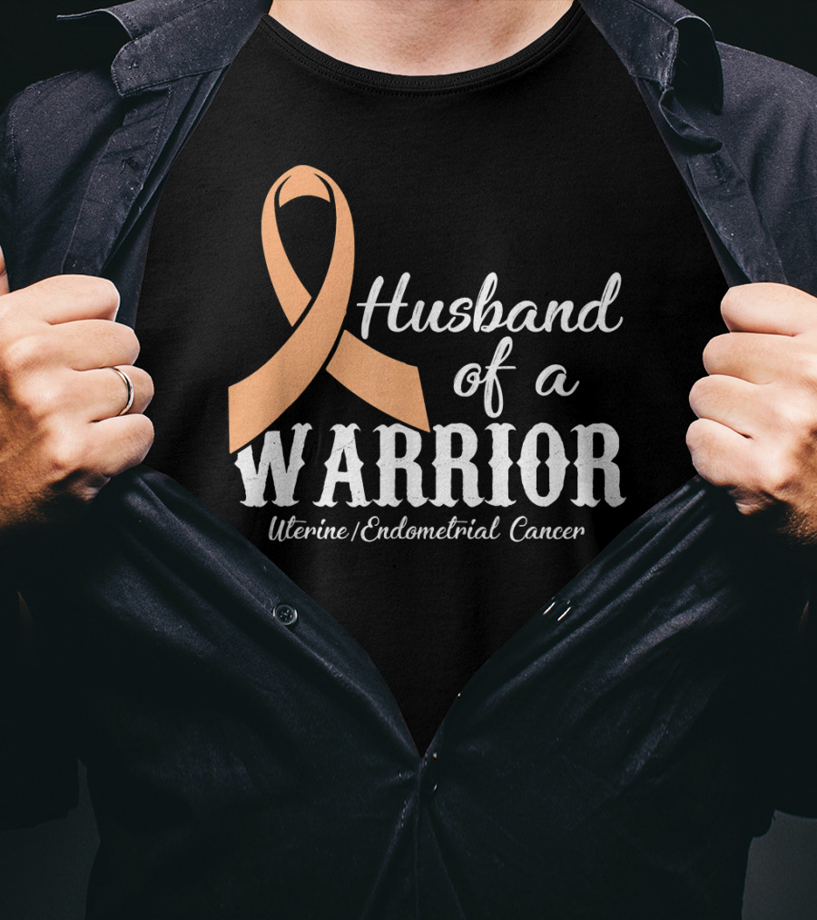 Husband Of A Warrior Uterine Endometrial Cancer T-Shirt