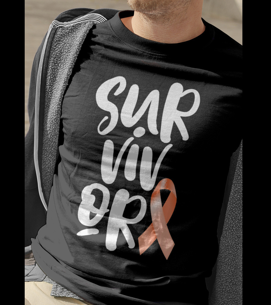 Survivor Uterine Cancer Peach Ribbon Awareness T-Shirt