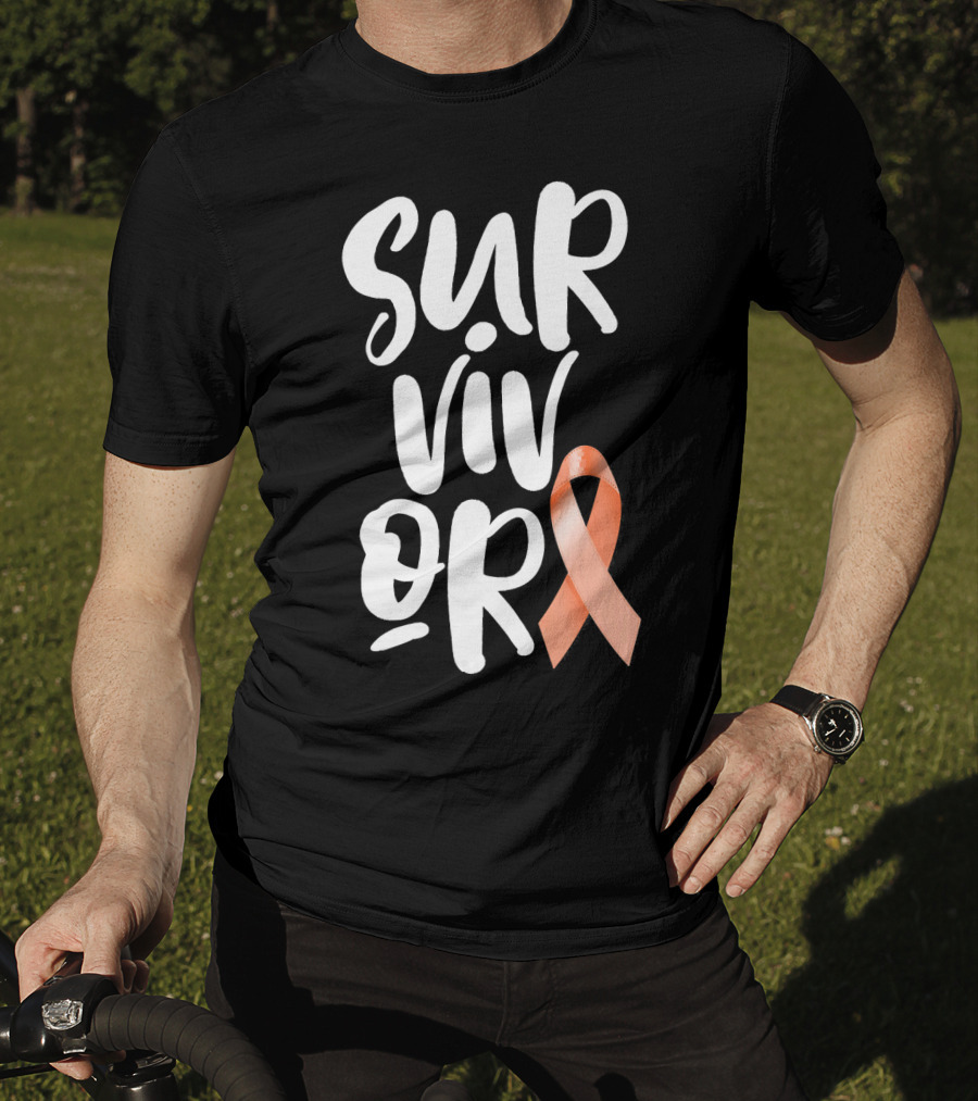 Survivor Uterine Cancer Peach Ribbon Awareness T-Shirt