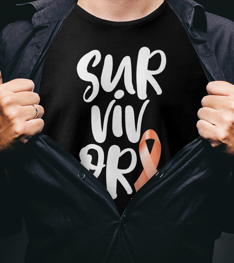 Survivor Uterine Cancer Peach Ribbon Awareness T-Shirt